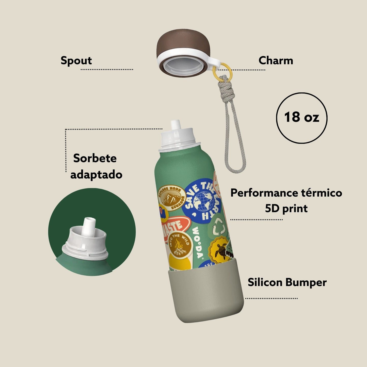 Woda Pocket 18oz (0.53L) - Flora